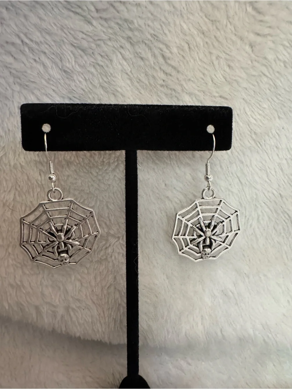 Silver Spider Web Drop Earrings - Women Jewelry